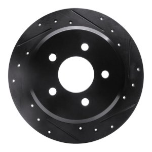 Ford Crown Victoria Brake Rotor (1) - Rear Right - R1 Concepts - Drilled & Slotted - Black - `96-`02